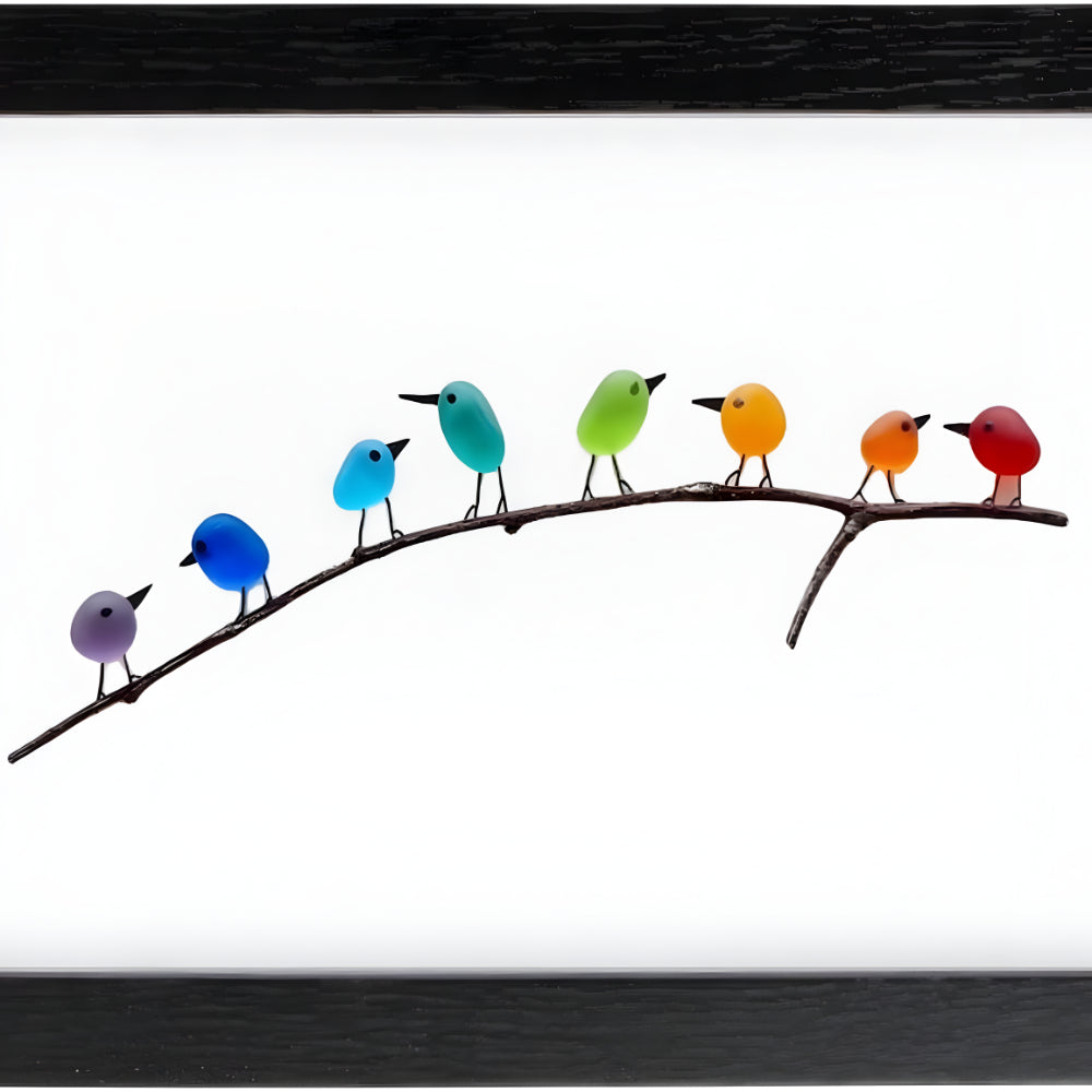 Wanddecoratie Zeeglas Vogels Handgemaakt Kuststijl Interieur