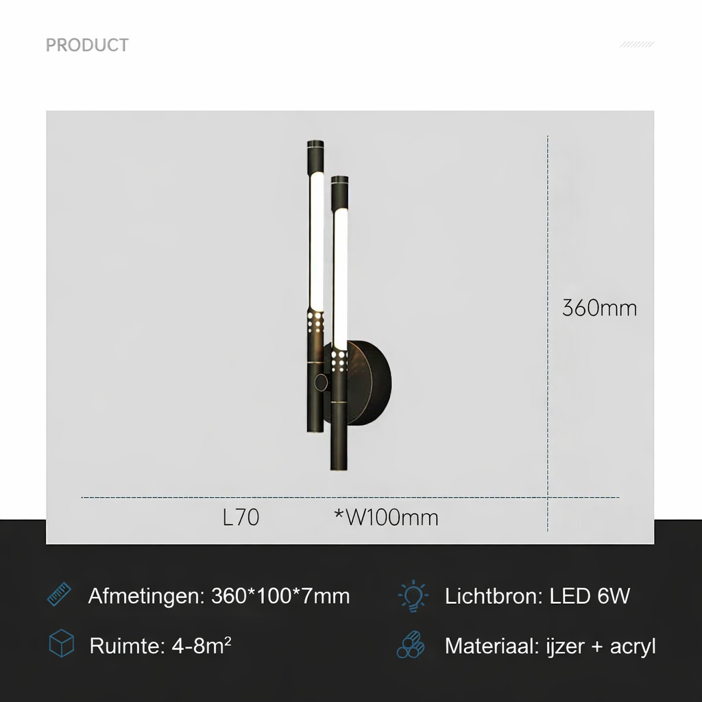 Applique LED Parete Moderna Metallo Acrilico