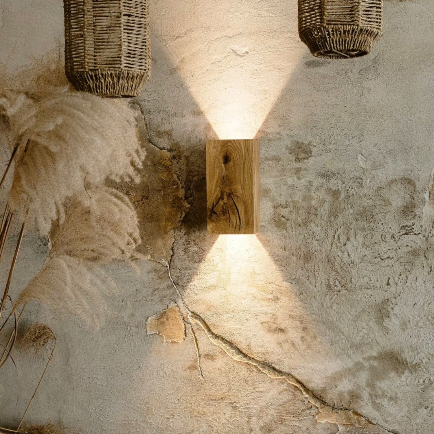 NordicGlow – Lámpara de Pared Rústica de Madera con Iluminación LED para Salón y Dormitorio