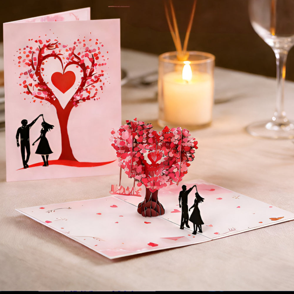 Cartão de Felicitações Pop-up 3D Cena de Amor Papel Presente
