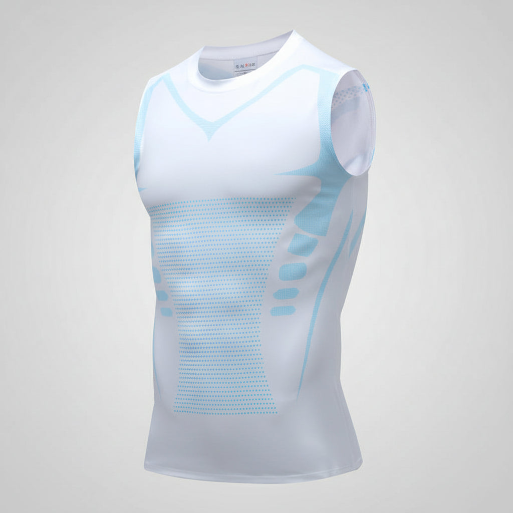 Camisola de compressão para homem Correção postural Respirável Camisola desportiva sem mangas