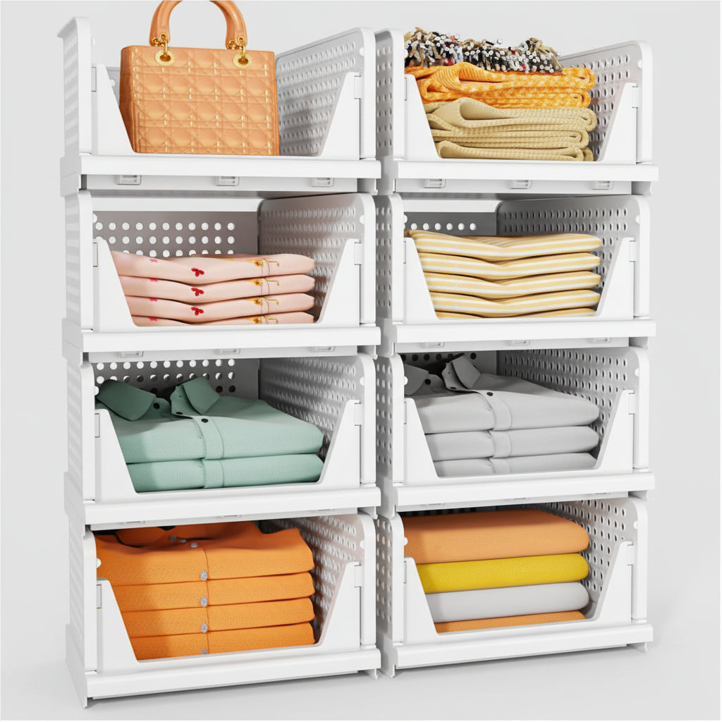 Vouwbare Opbergdozen Set 5 Stapelbare Closet Organizers