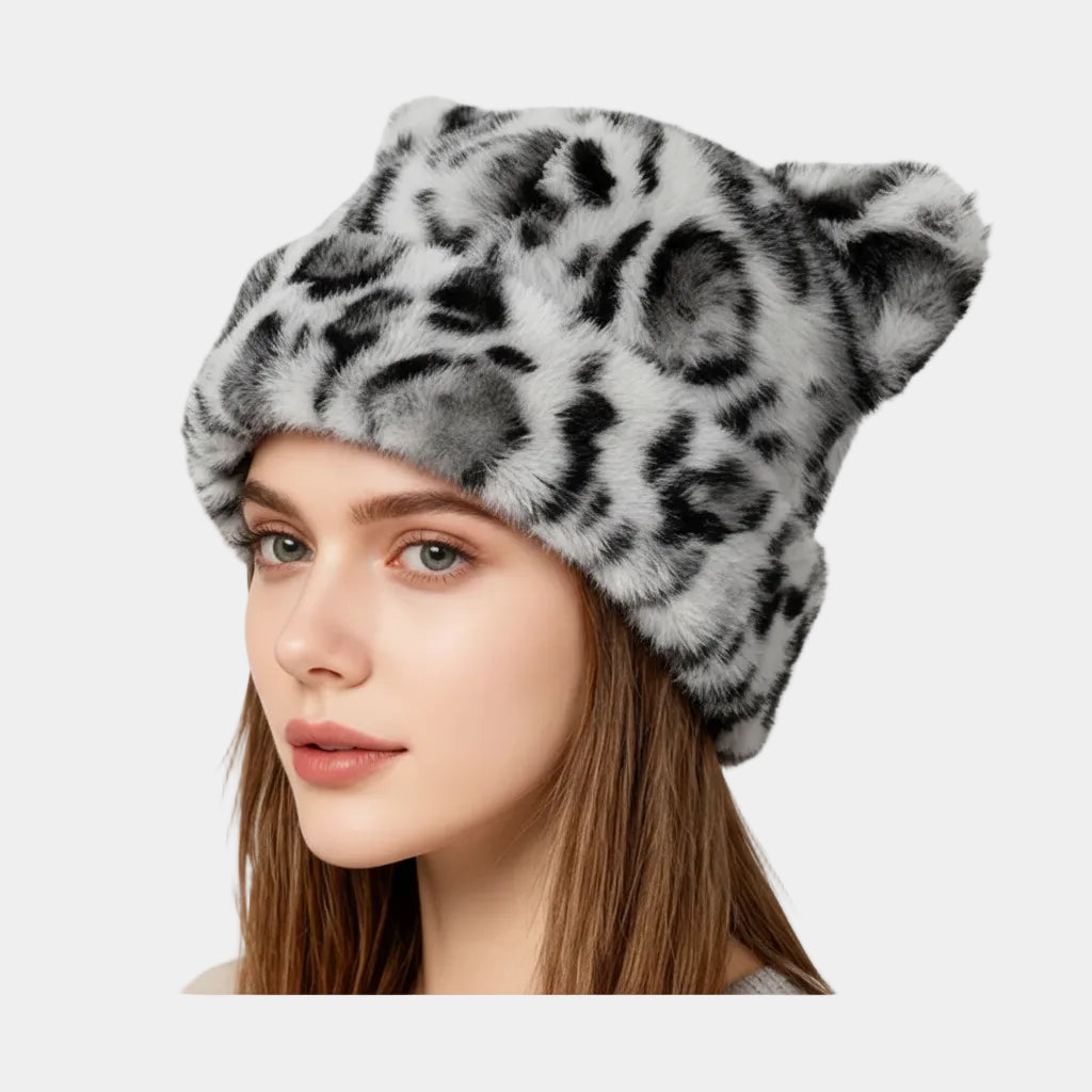 Wintermuts Dames Pluche Luipaardprint Vintage Stijl
