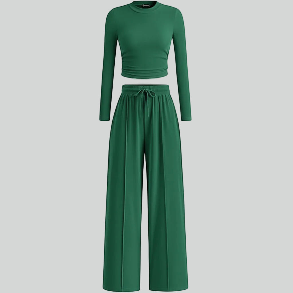 Conjunto de Duas Peças para Mulher Roupa Confortável para Estar em Casa Calças Largas