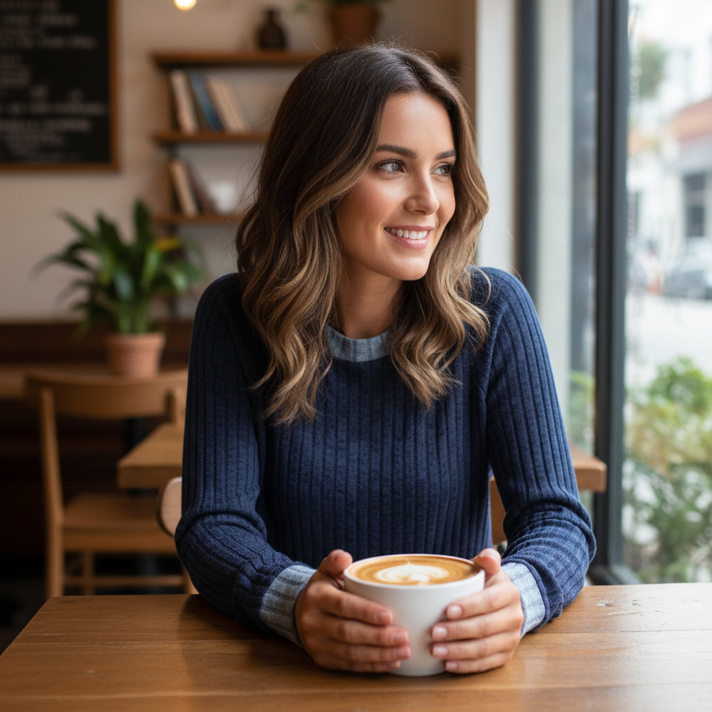 Camisas de Manga Comprida WIHOLL para Mulher Suéteres Leves Conjuntos de Outono 2025 Roupa de Inverno com Blocos de Cor Elegante Casual Macia