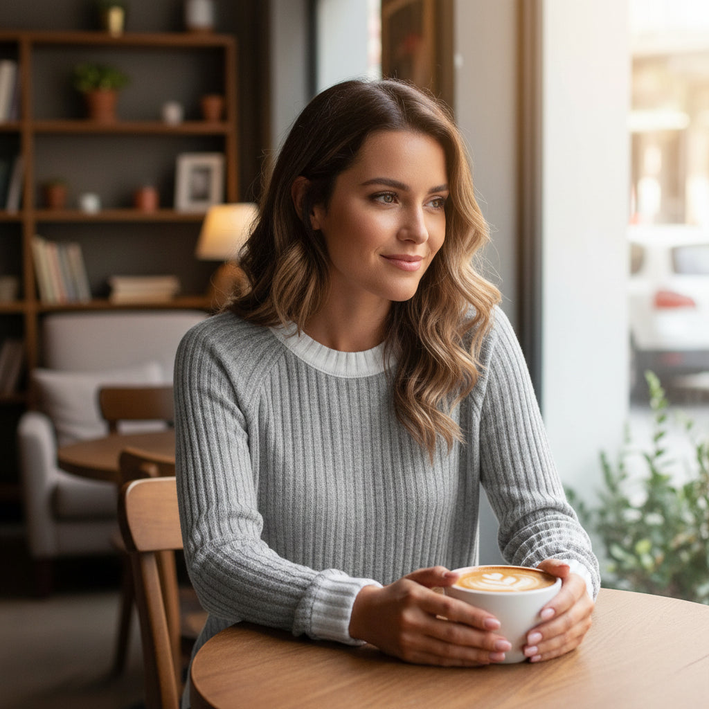 Camisas de Manga Comprida WIHOLL para Mulher Suéteres Leves Conjuntos de Outono 2025 Roupa de Inverno com Blocos de Cor Elegante Casual Macia