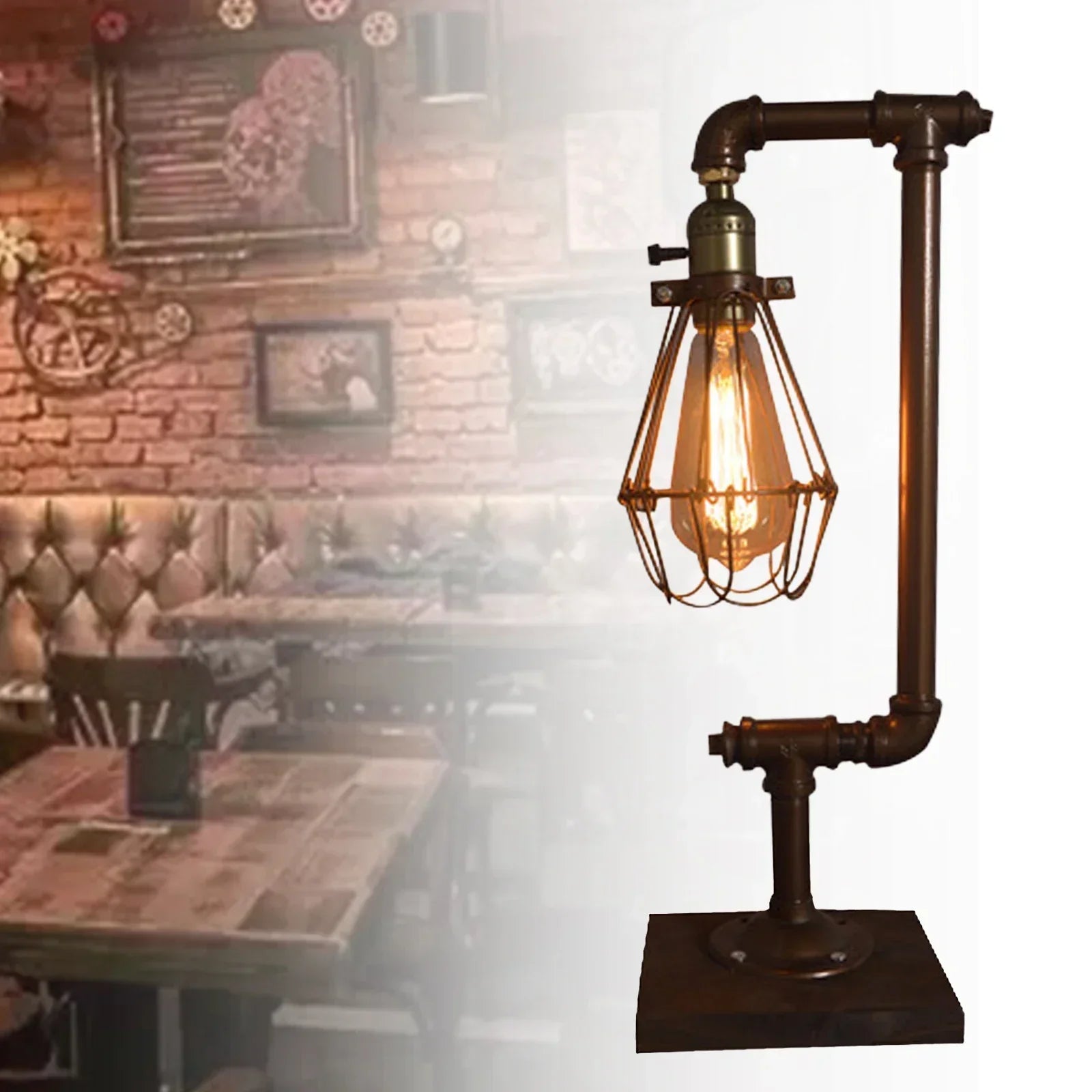 LumiVintage – Industriële Vintage Metalen Tafellamp, Retro Loft-Design voor Woonkamer, Kantoor en Slaapkamer
