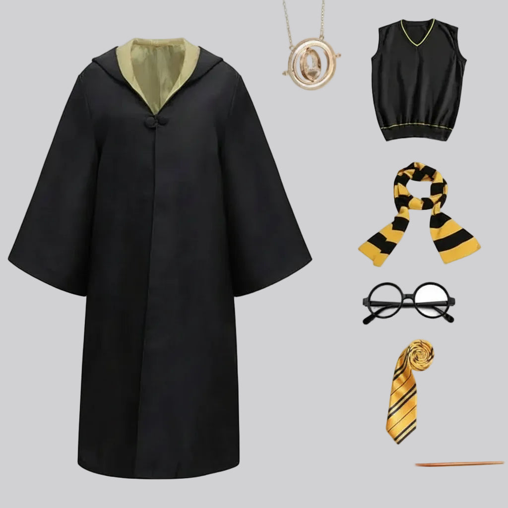 Fato de Feiticeiro para Crianças Faixa Mágica de Hogwarts Varinha Mágica