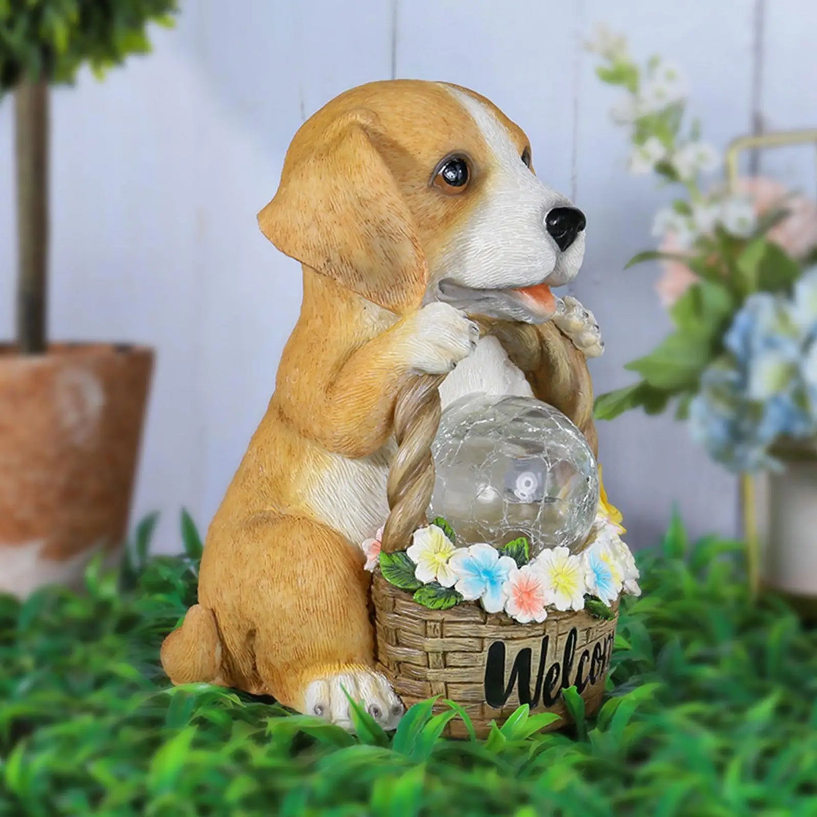 SolarGarden - Solar Energy Dog Sculpture with LED – Weather-Resistant Decorative Lighting