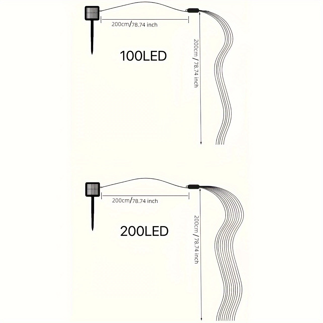 SolarTree - Catena Luminosa Decorativa a Energia Solare con 100/200 LED