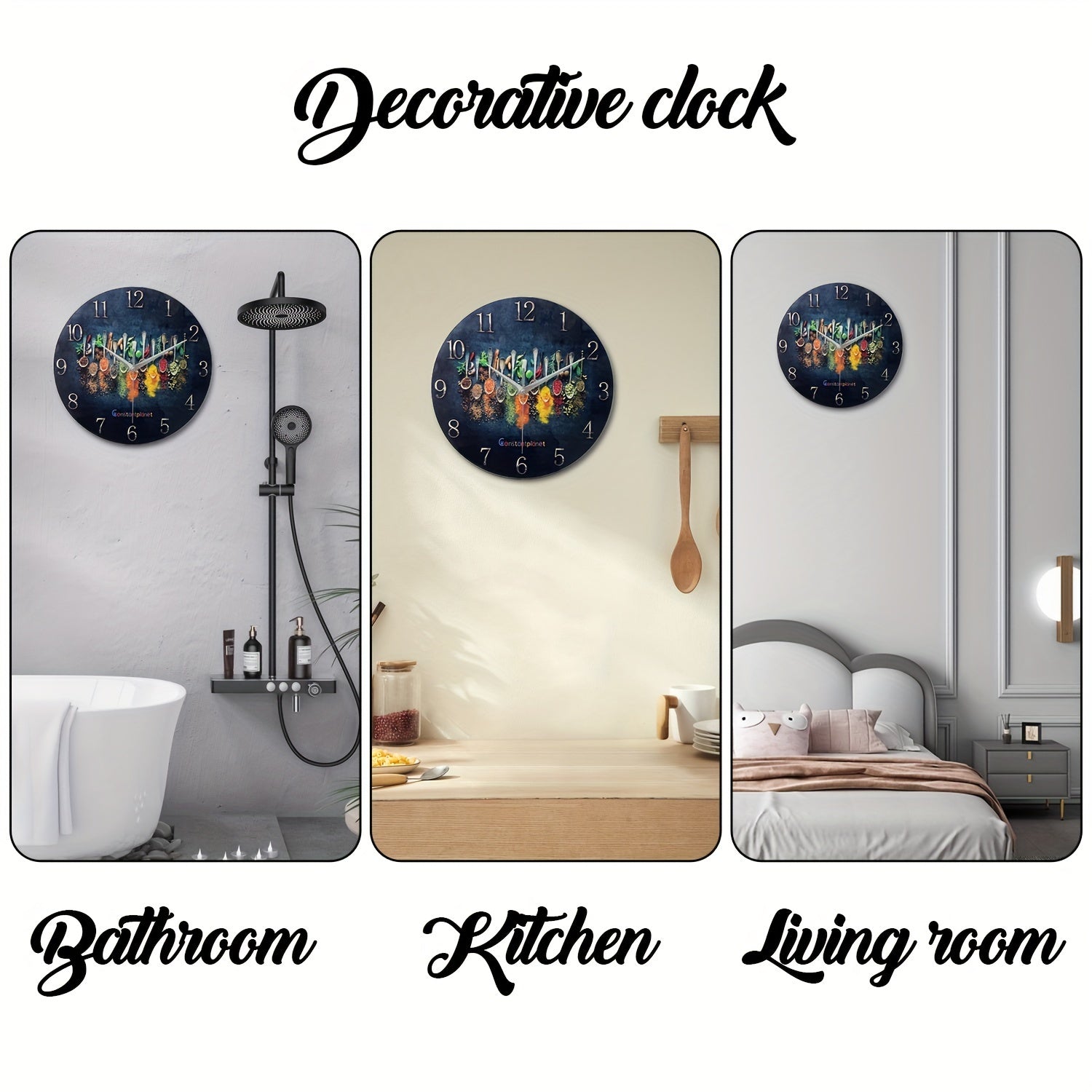 SpiceTime - Luxury Silent Wall Clock with Herb Pattern