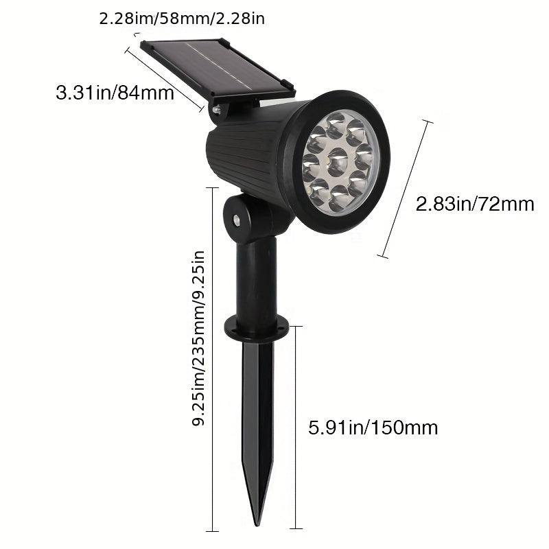 SolarLuxe - Faretto Solare a 9 LED per Giardino e Patio, Decorazione Esterna a Risparmio Energetico