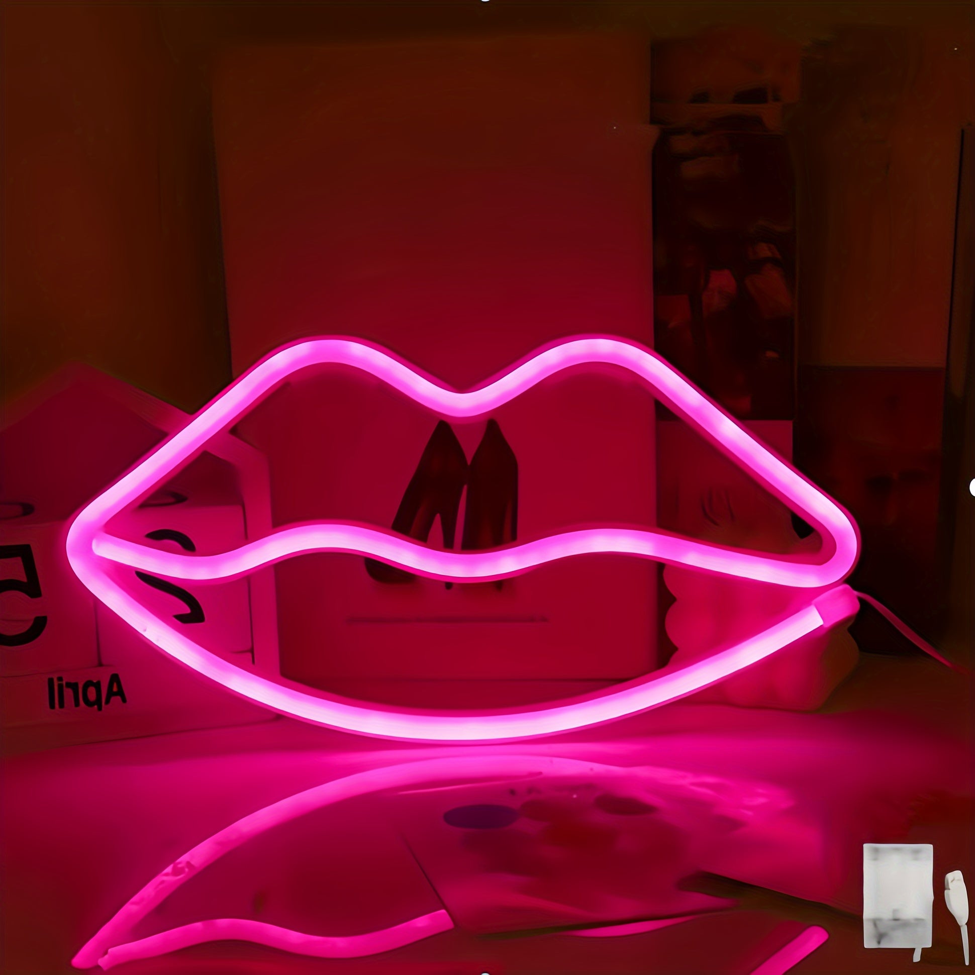 GlowLips - Neon Roze LED Lippenlamp, USB Voeding, Valentijnsdag Decoratie