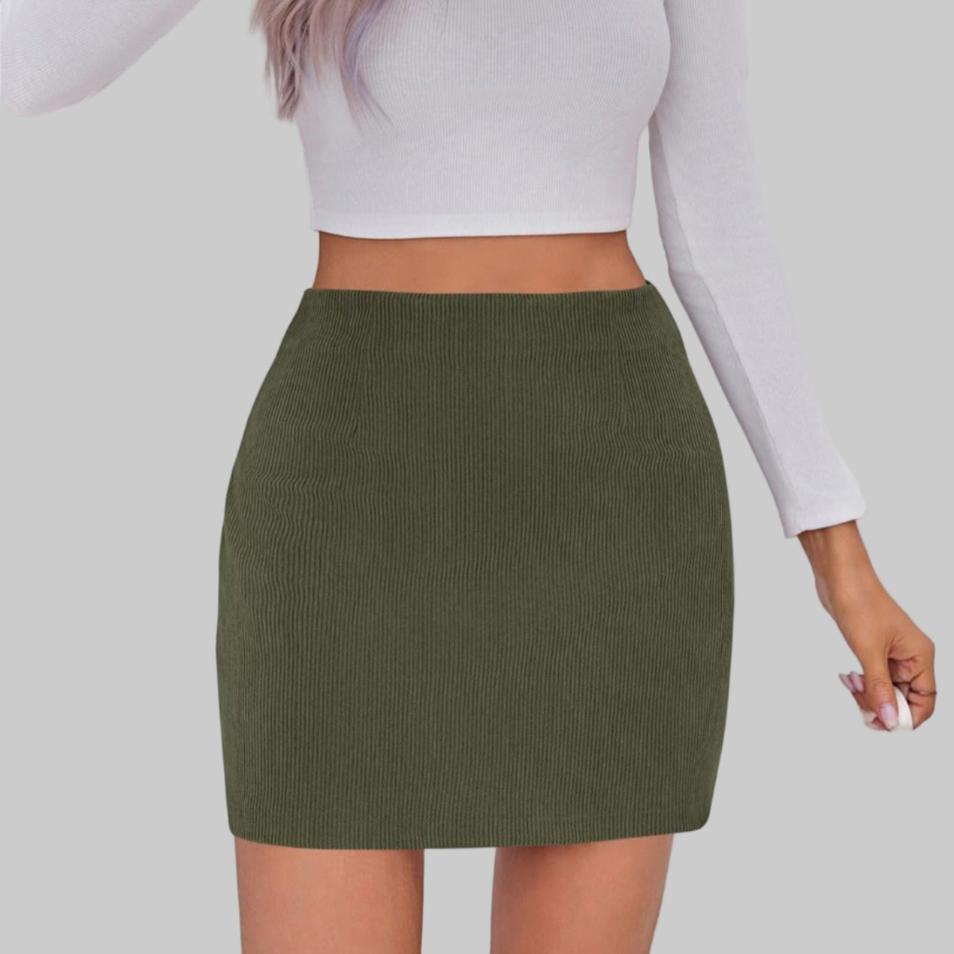 Rok Dames Geribde Minirok Elegante Polyester Stretch Stijl