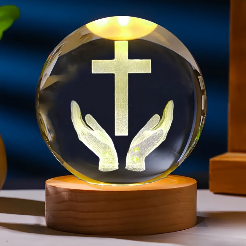 CrystalGlow - Traditioneel 3D Gegraveerd Kristallen Nachtlampje