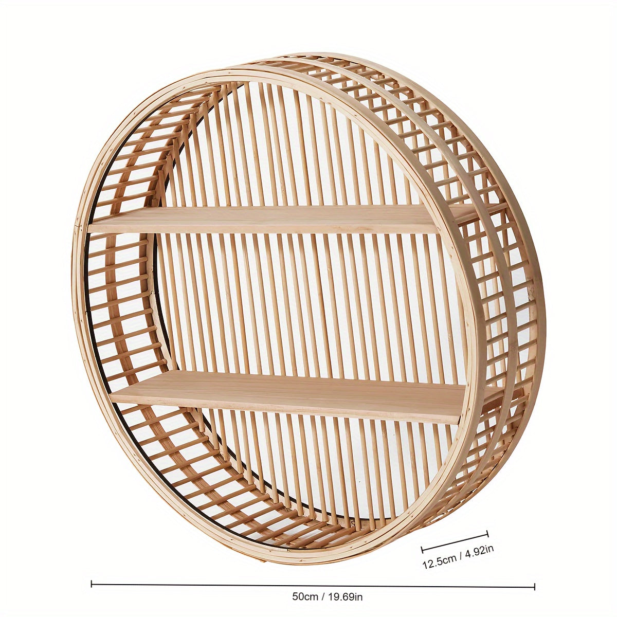BambooShelf - Ronde Bamboe Wandplank - Retro Stijl Handgemaakt