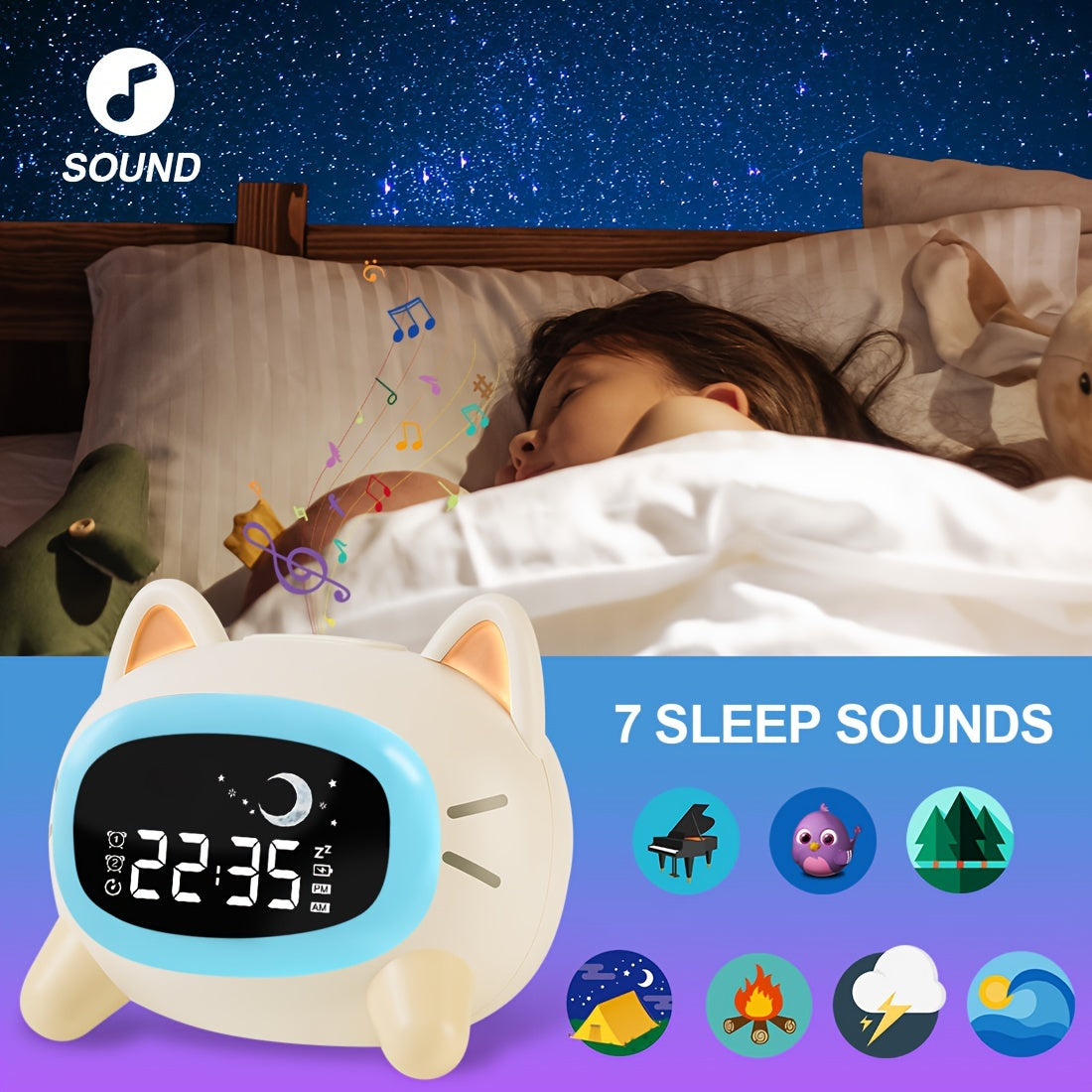 DreamClock - Slaaptraining Wekker met Nachtlampje en Witte Ruis