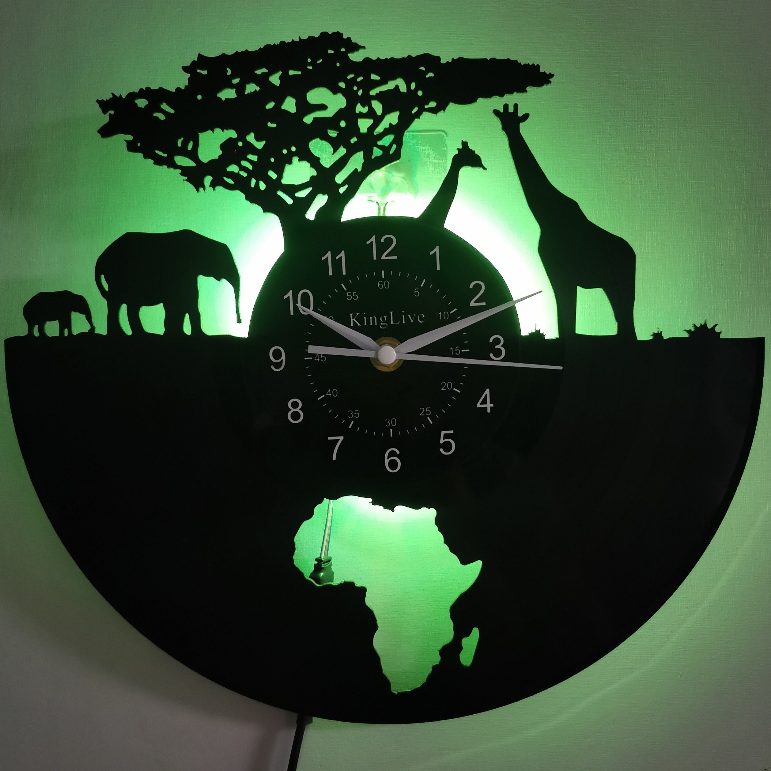Vinyl Record Wall Clock - Giraffe Theme, Silent Clock, For Living Room, Bedroom, Kitchen or Office