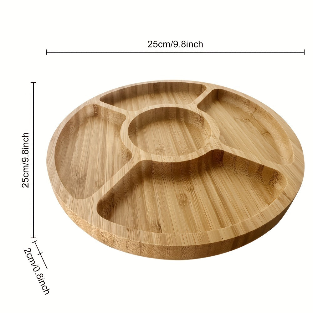 BambooServe - Ronde Bamboe Snackplank | Duurzaam Dienblad voor Maaltijd & Fruit