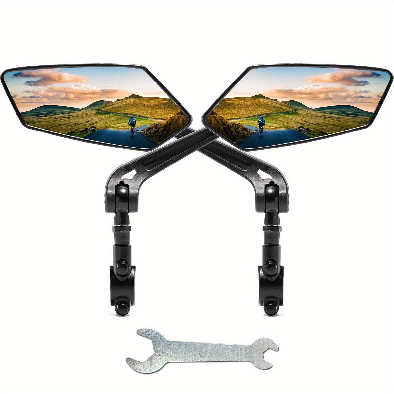 2pcs Bike Handlebar Spiegels – Verstelbare Breedhoek Achteruitkijkspiegels & 360° Draaibaar Veiligheidsglas Design voor Fiets, E-bike, Scooter & Sneeuwfiets