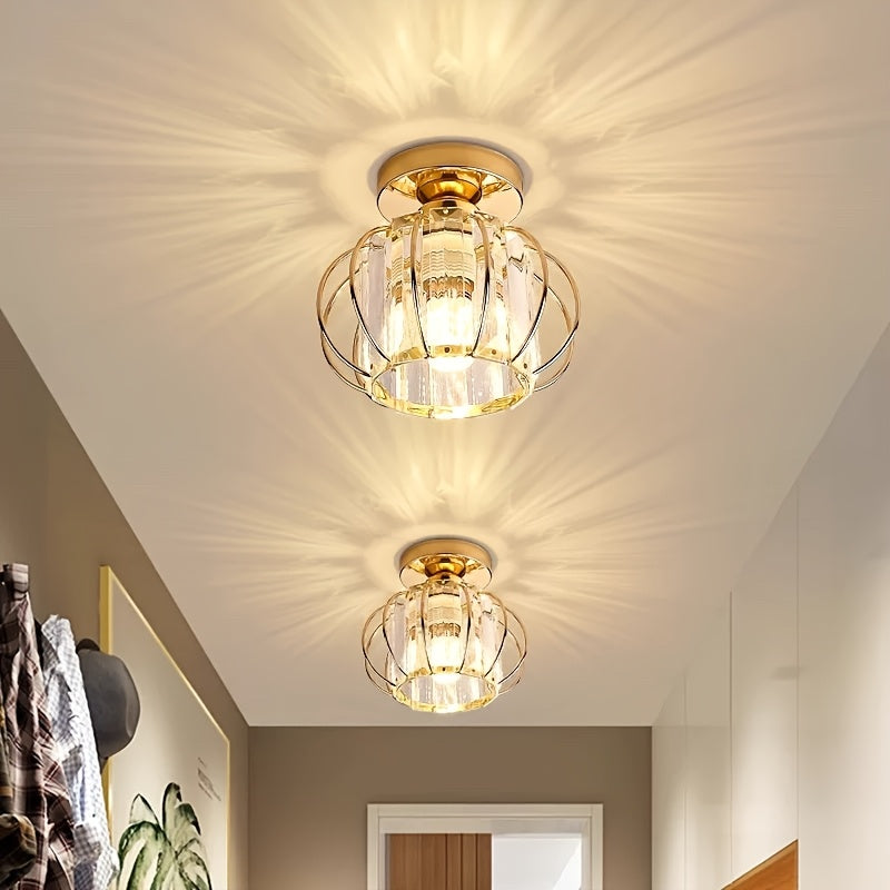 CrystalGlow - Luxe Kristallen Ganglamp, Zwart Goud