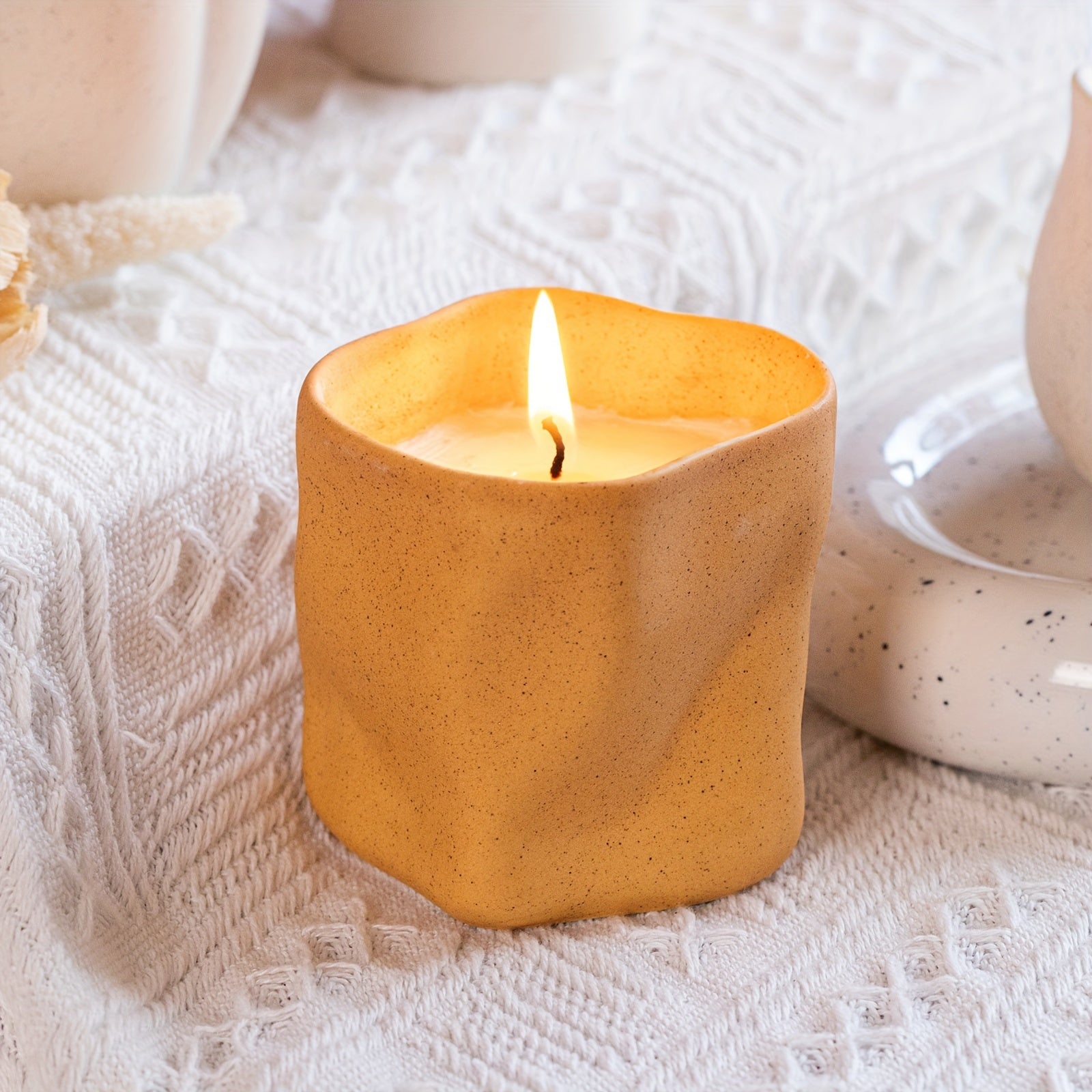 Nordic Style Ceramic Candle Holder - Modern Minimalist Geometry, Perfect for Christmas and Party Decoration