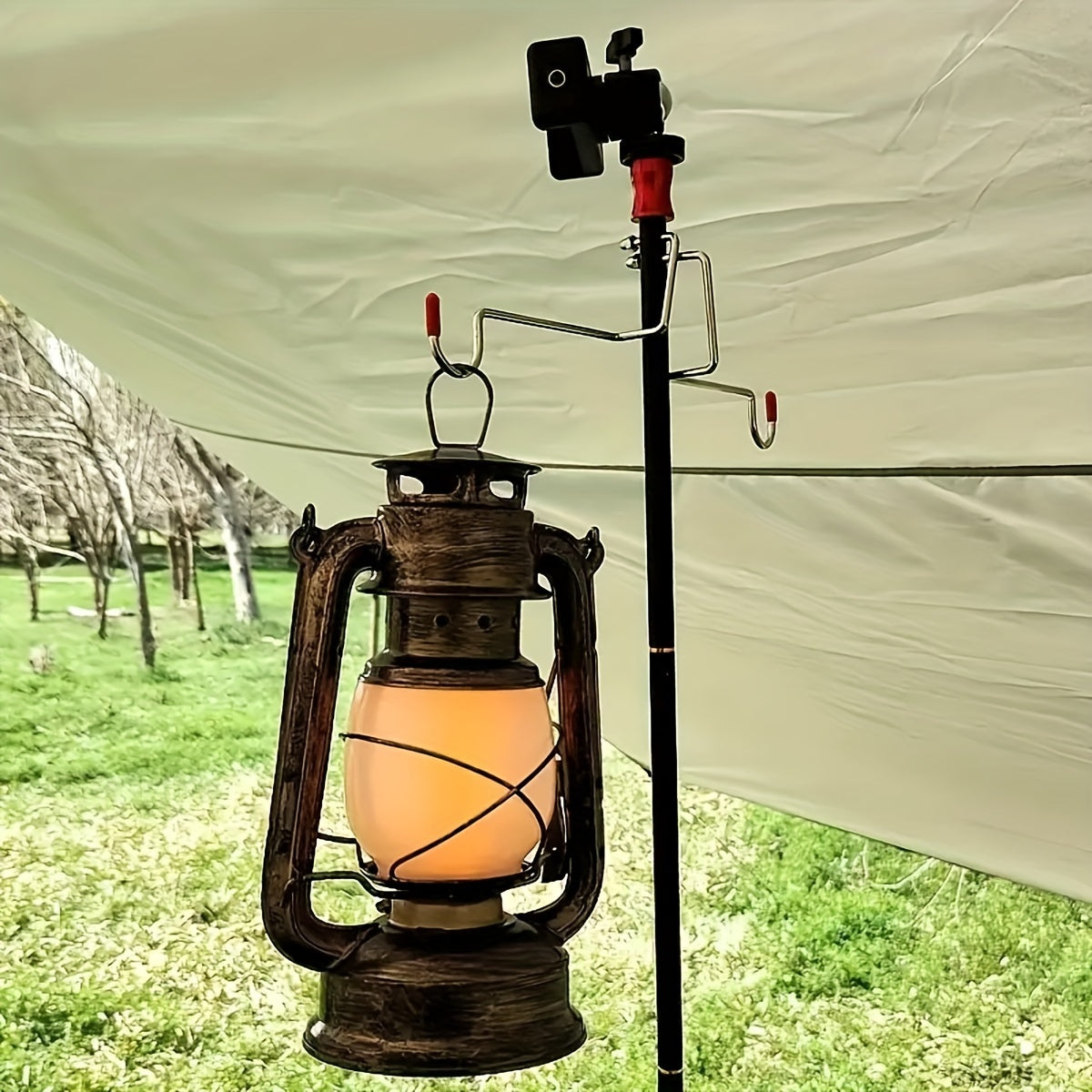 Retro Lantern - Rechargeable LED Lantern with Flame Light Effect, Antique Copper Finish