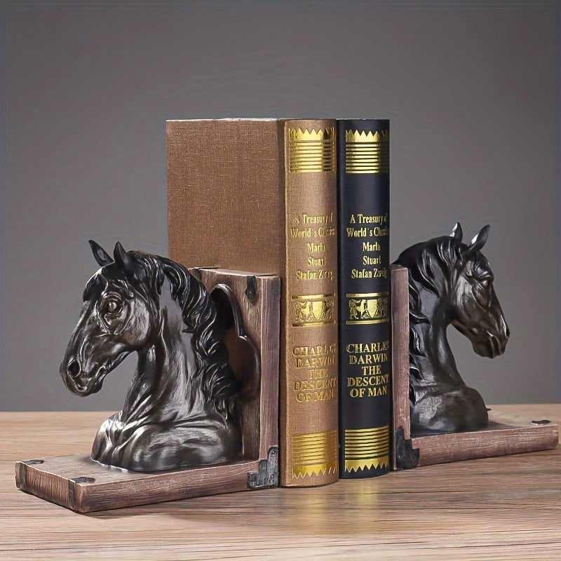 HorseHead - Houten Paardenhoofd Boekenstandaards voor Moderne Decoratie