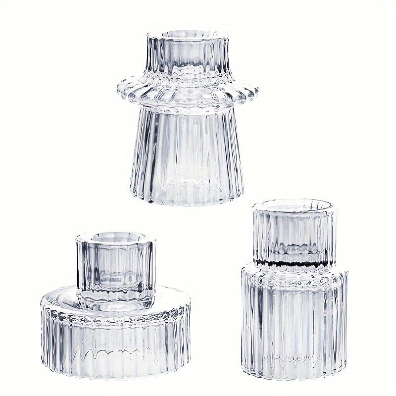 3/6-delige Glazen Kaarsenhouders - Perfect voor Tafeldecoratie en Bruiloften