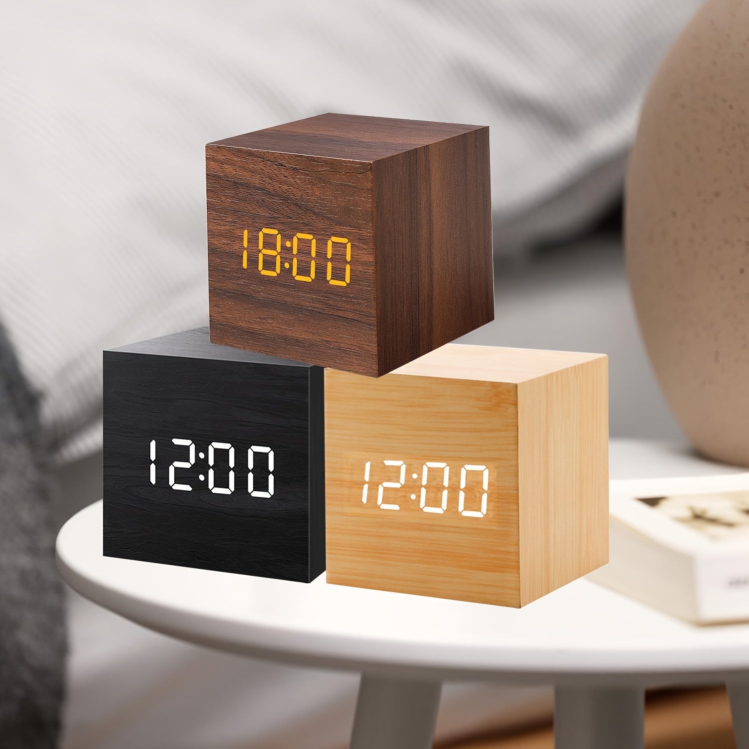 WoodTime - Houten Wekker met LED Display