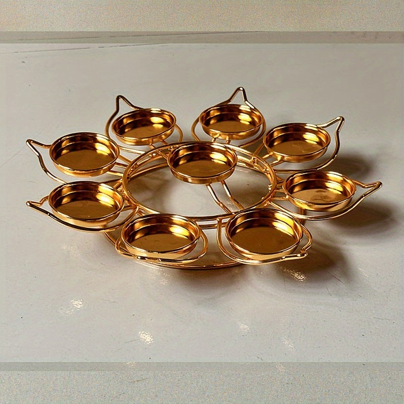 Golden Metal Lotus Candle Holder - Perfect for Festive Decorations