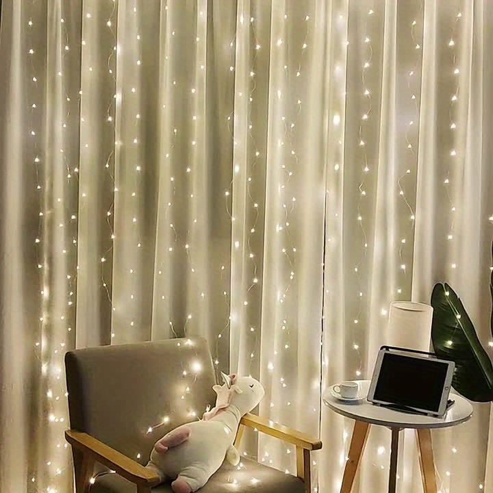 LumiGlow - 300 LED Warm Witte USB Gordijnverlichting met Afstandsbediening