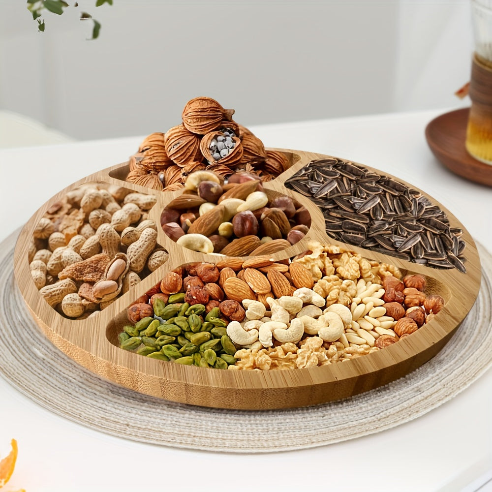 BambooServe - Ronde Bamboe Snackplank | Duurzaam Dienblad voor Maaltijd & Fruit