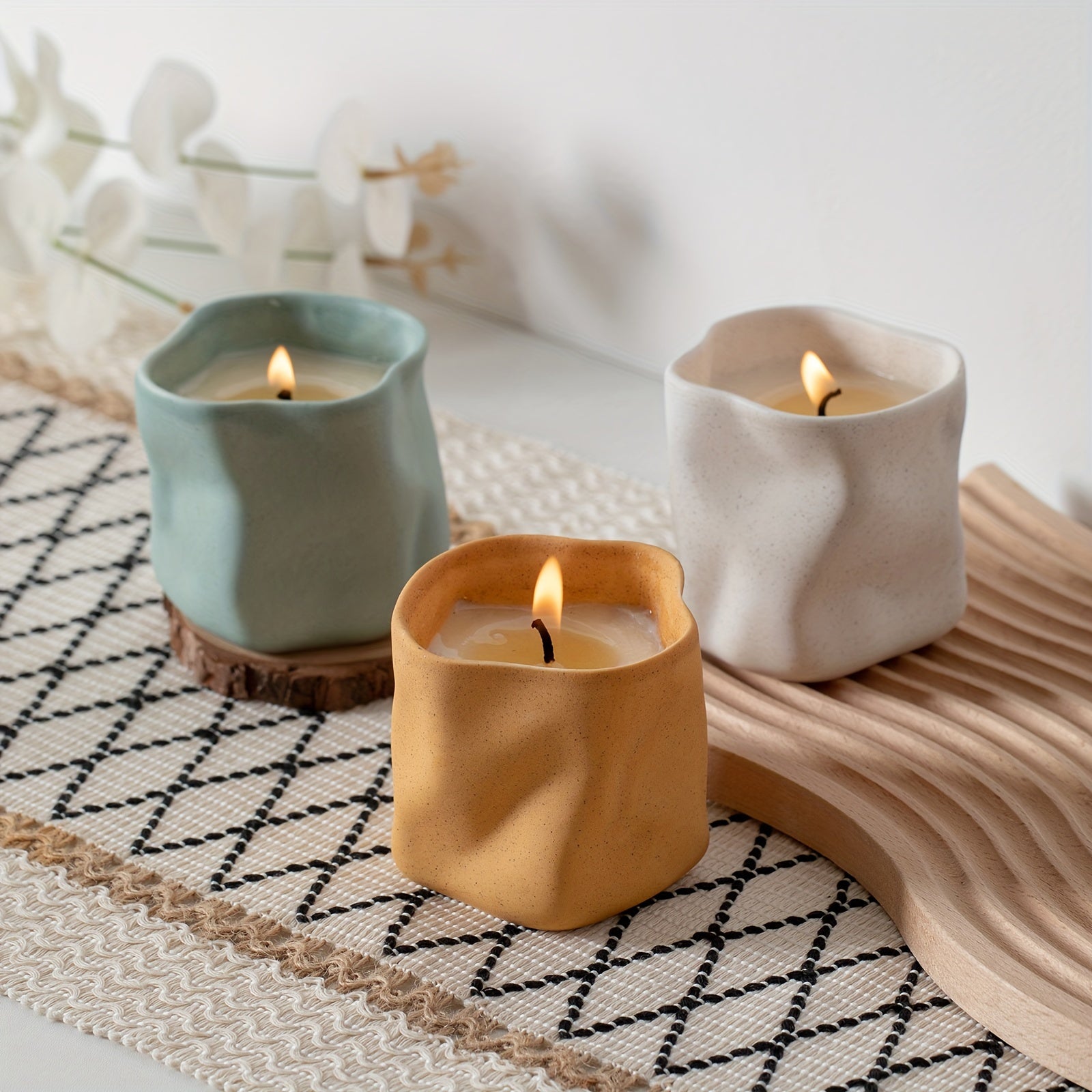 Nordic Stijl Keramische Kandelaar - Moderne Minimalistische Geometrie, Perfect voor Kerstmis en Feestdecoratie