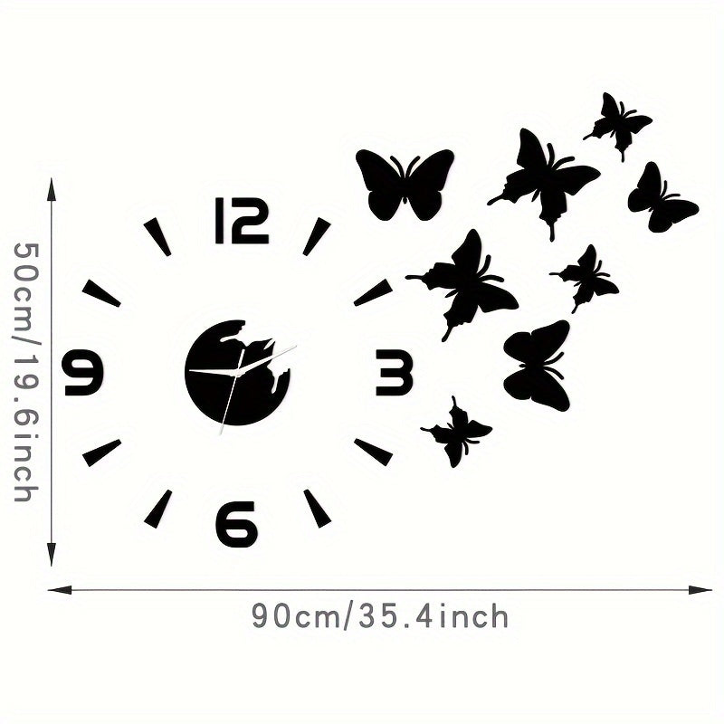 AcrylicButterfly - DIY 3D Vlinder Spiegel Muur Klok