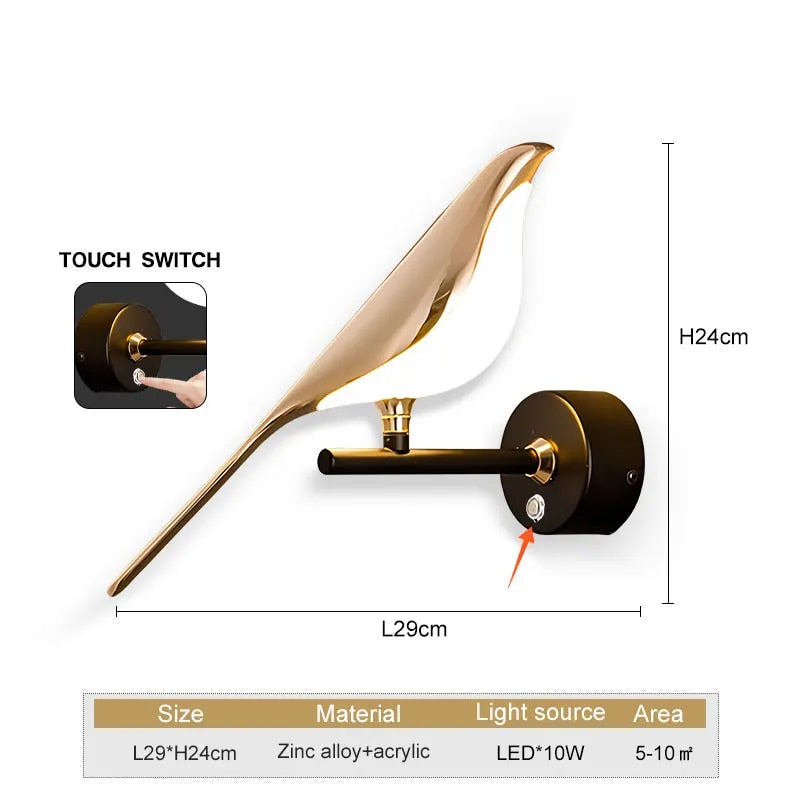 WingSpan - Bird Wall Lamp 360° Rotatable – Stylish and Playful Lighting for Home