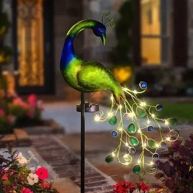 LumiPauw - Solar Tuinlamp Pauw – LED Decoratieve Lantaarn voor Sfeervolle Buitenverlichting