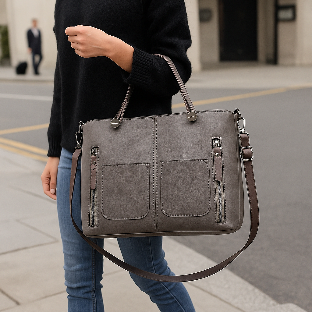 Work Bag Women Vintage Leather Tote Handbag Office Travel - Image 7