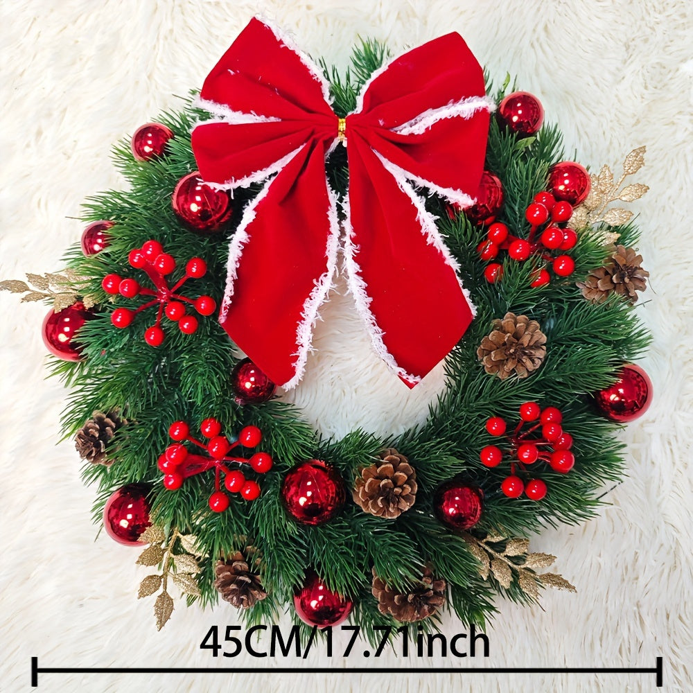 HolidayCharm - 44.98cm Feestelijke Kerstkrans voor Voordeur & Muurdecoratie
