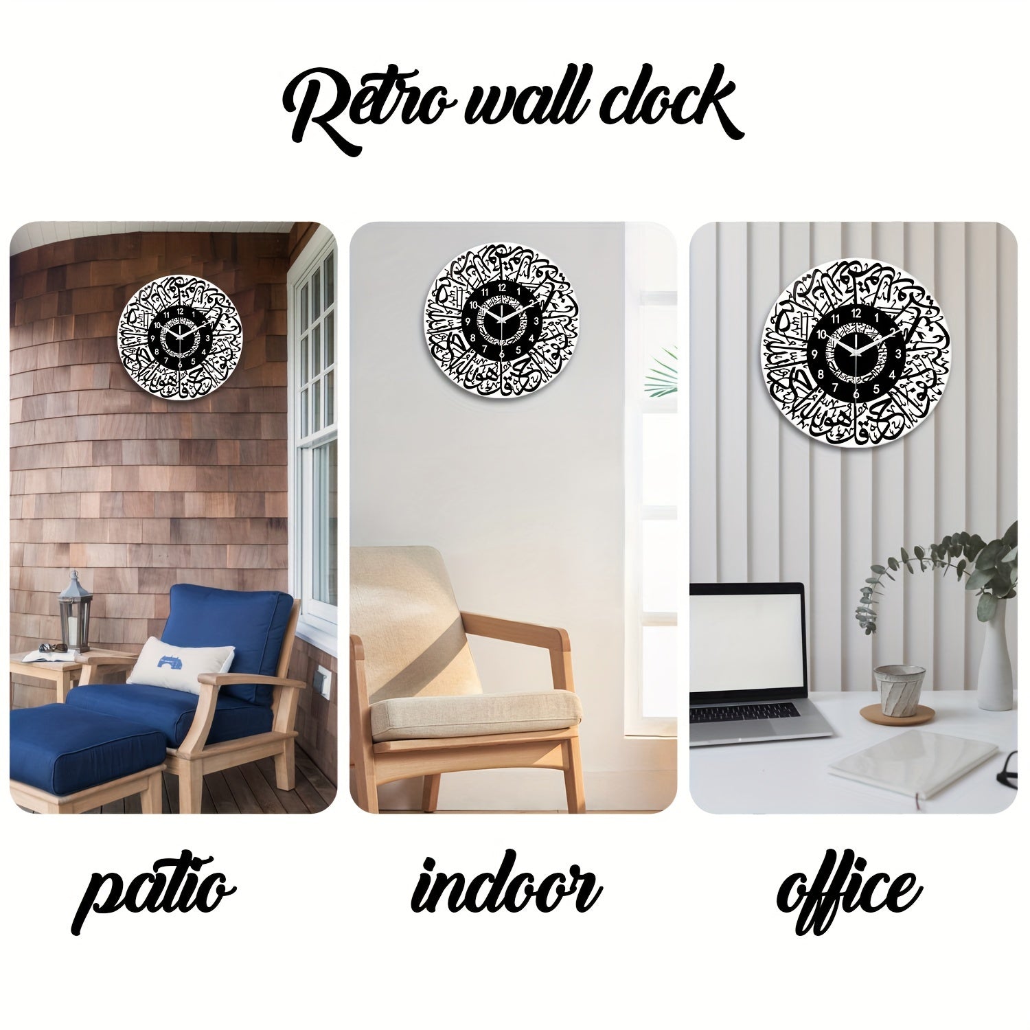 FaithTime - Reloj de pared islámico de vidrio templado, decoración redonda silenciosa