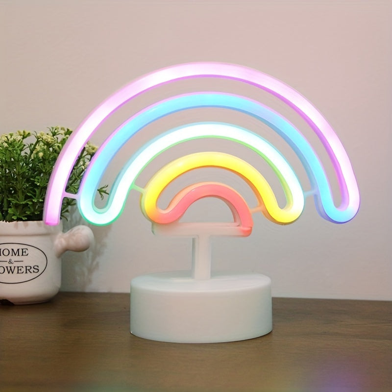 RainbowGlow - Schattig Regenboog Neonlicht met Lampvoet