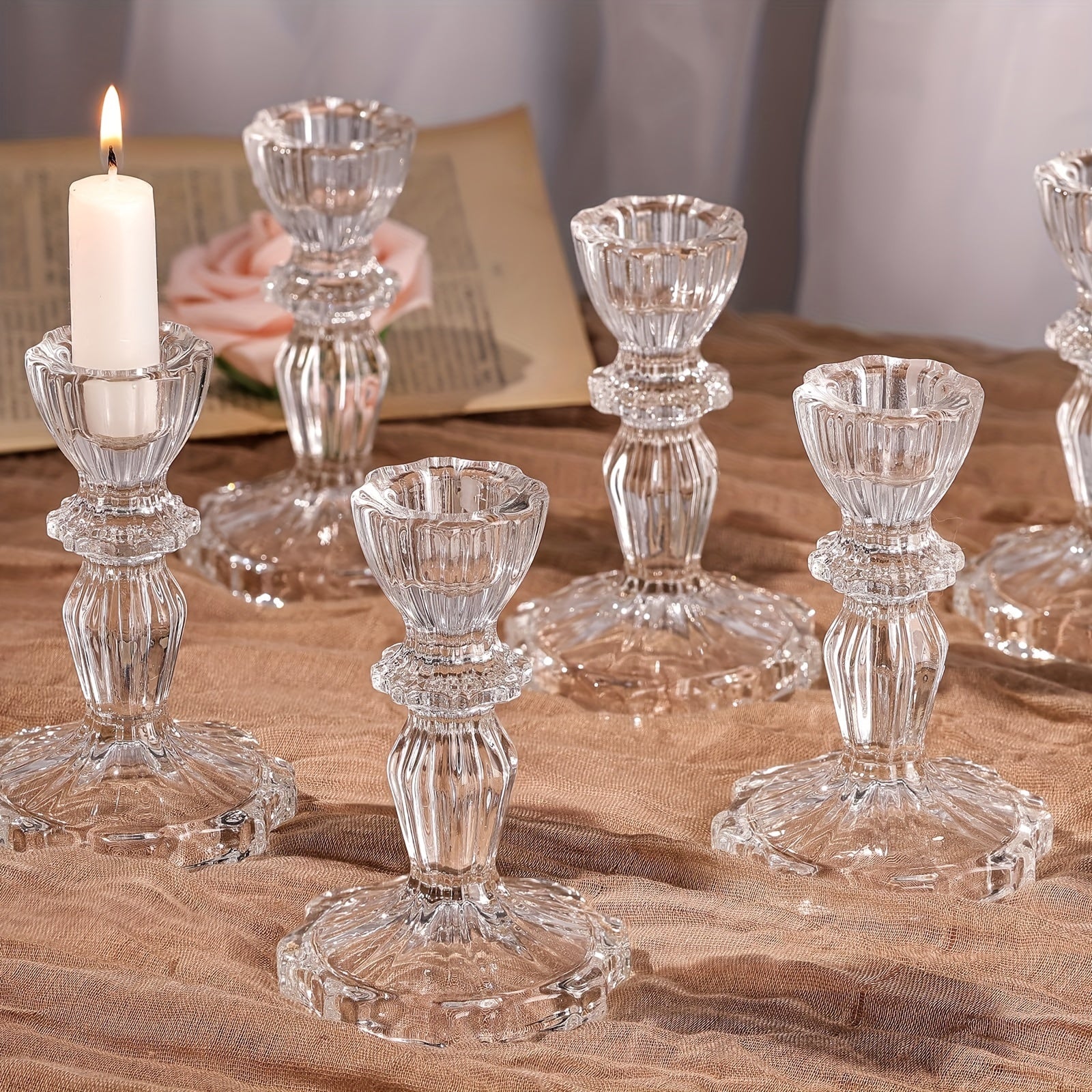 Glazen Kaarshouders Set - Groot, Geschikt Voor Feestdecoratie