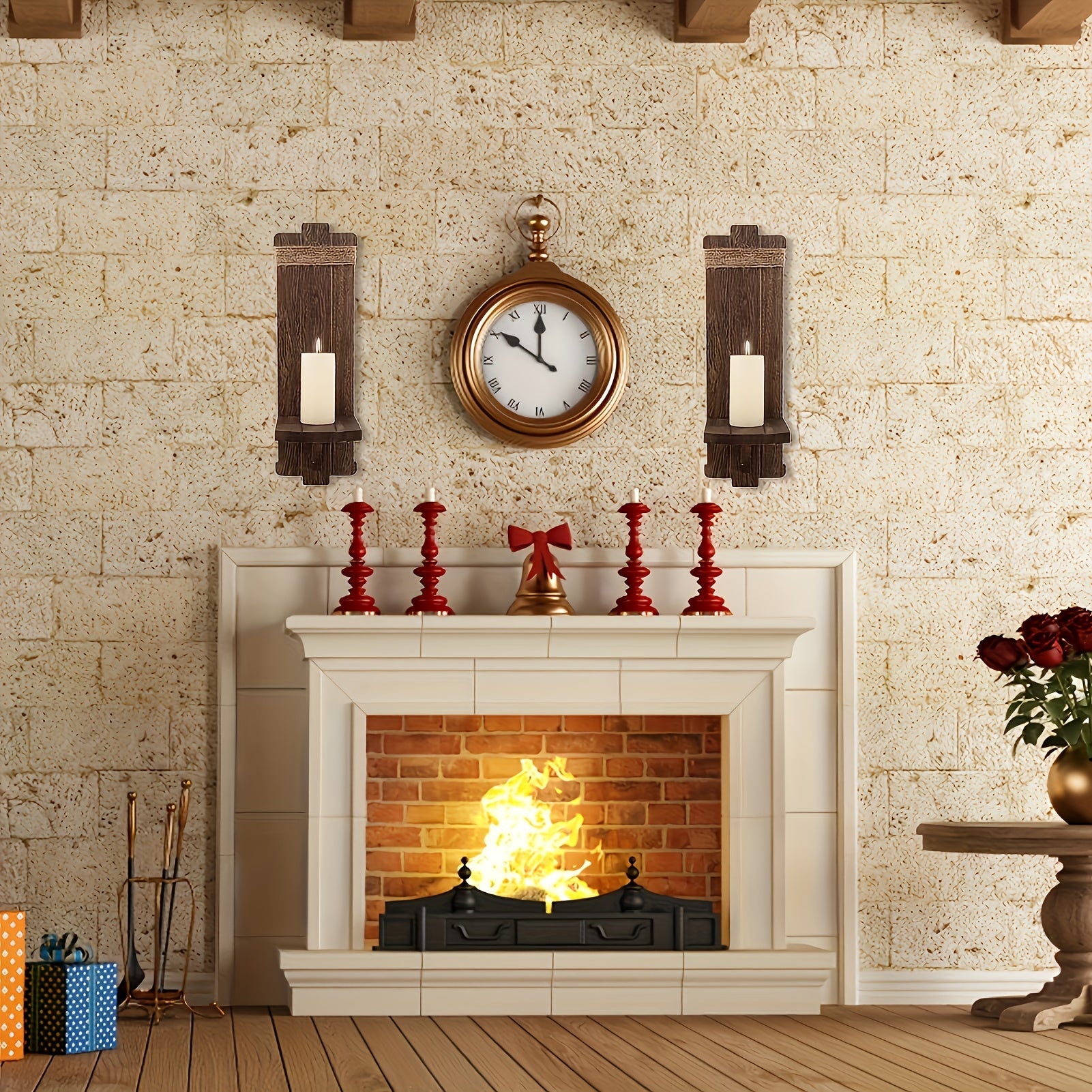 Rustic Wooden Candlestick - Wall Decoration