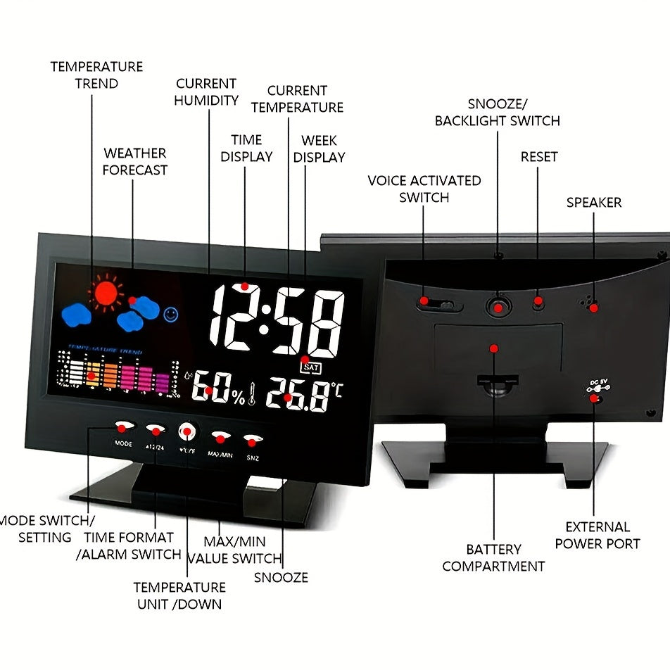 TimeSense - Digitale Wekker met Kalender, Thermometer en Snooze