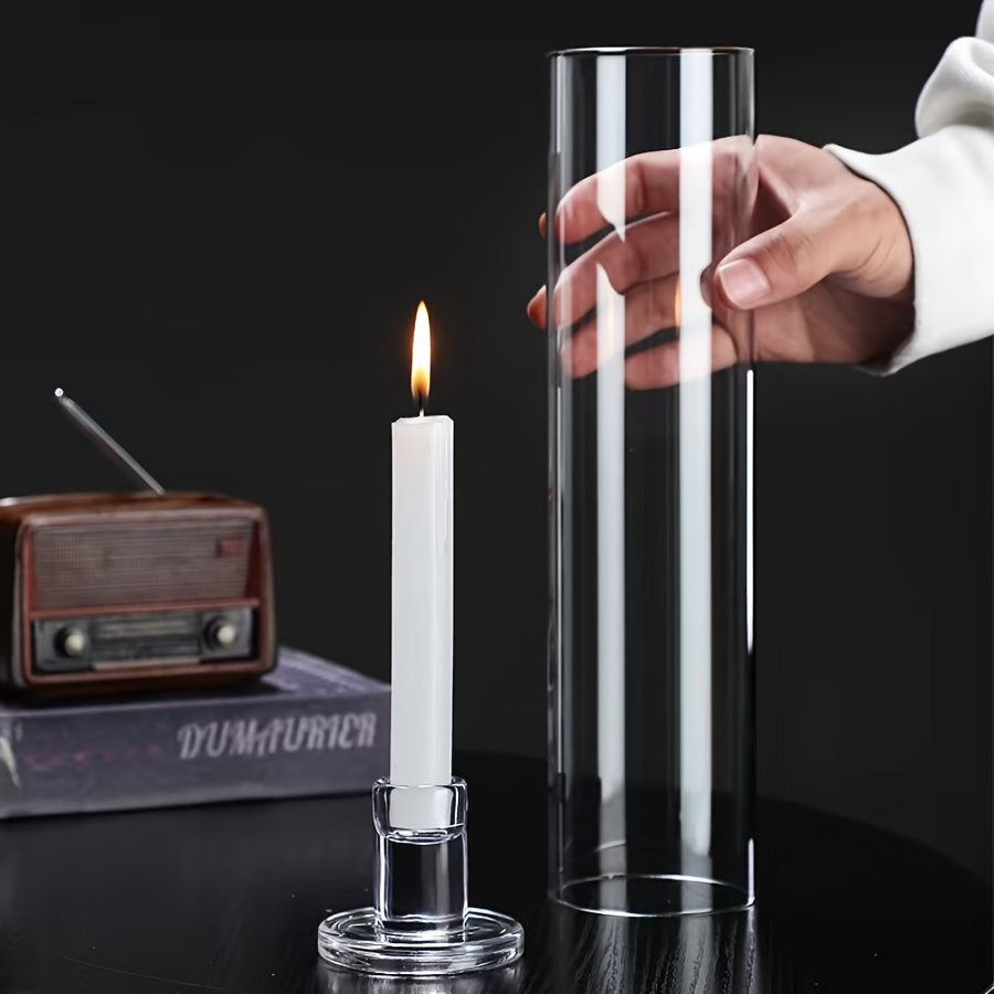 High-Quality Borosilicate Glass Candle Holder - Windproof, Scandinavian Style, Transparent