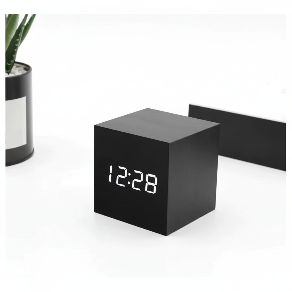 Wekker LED Hout Design Digitale Alarmklok Compact Modern Display