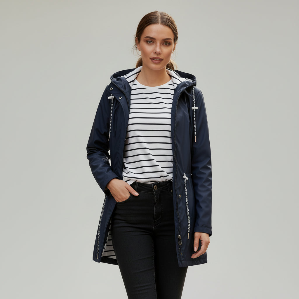 Dames Regenjas Lange Waterdichte Jas Voor Alle Seizoenen