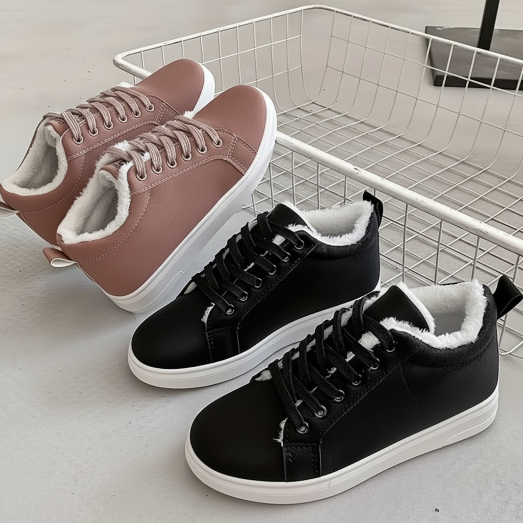 Womens Winter Sneakers Warm Lined Casual Walking Shoes