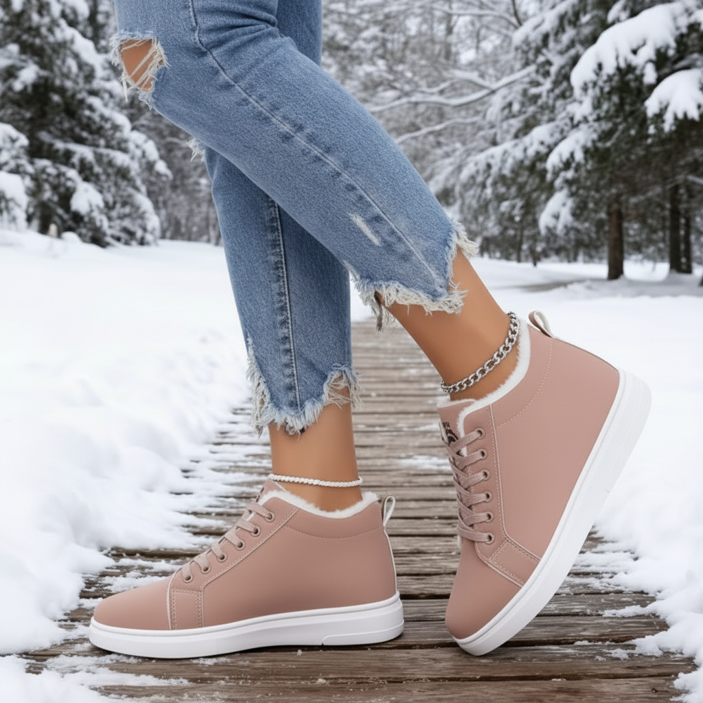 Womens Winter Sneakers Warm Lined Casual Walking Shoes