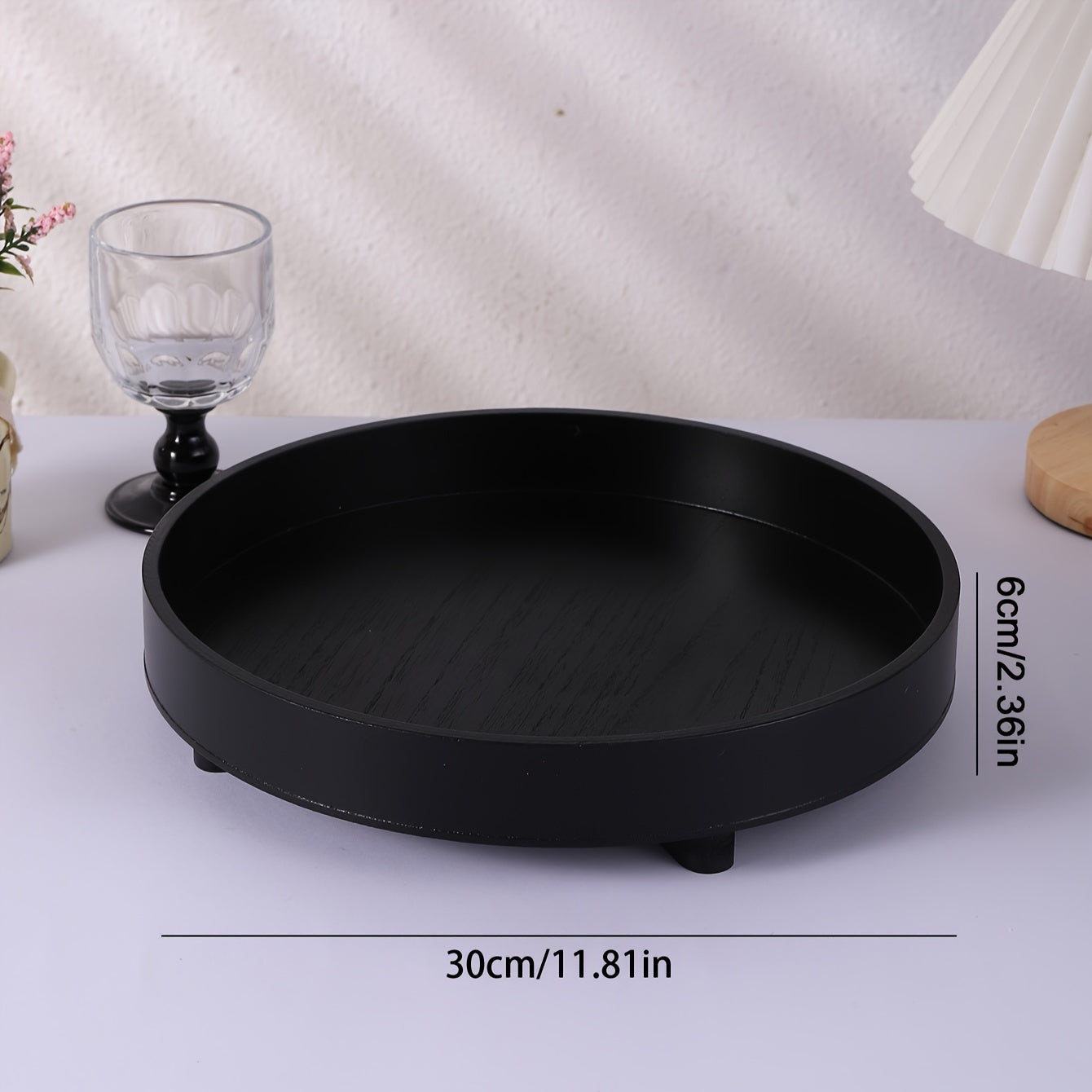 ClassicTray - Zwart Ronde Houten Dienblad | Klassiek Ontwerp voor Decor & Opslag